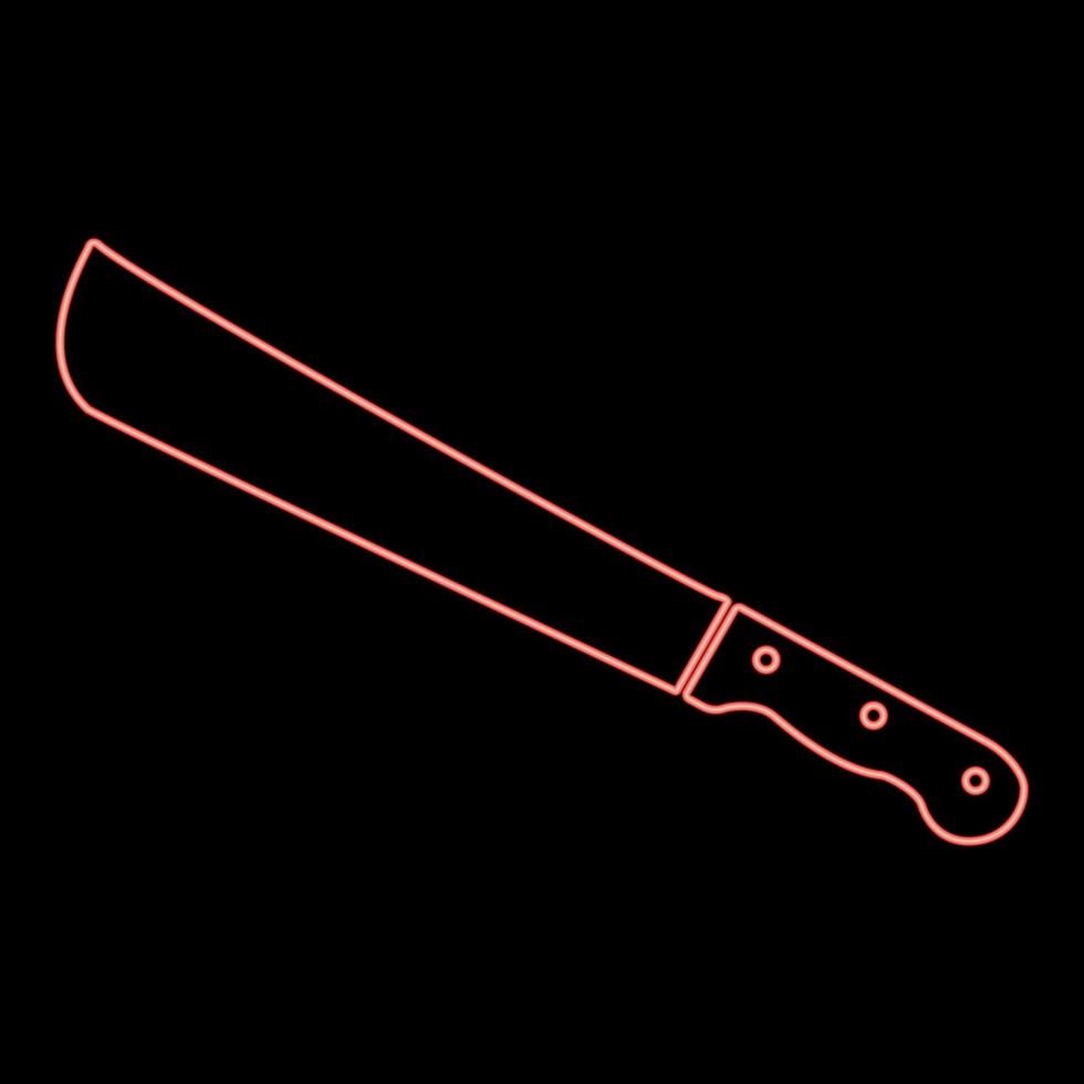 Neon Machete oder großes Messer rote Farbvektorillustration flaches Stilbild vektor