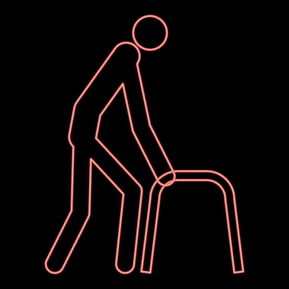 neon sjuk man ikonen svart färg i cirkel röd färg vektor illustration platt stil bild