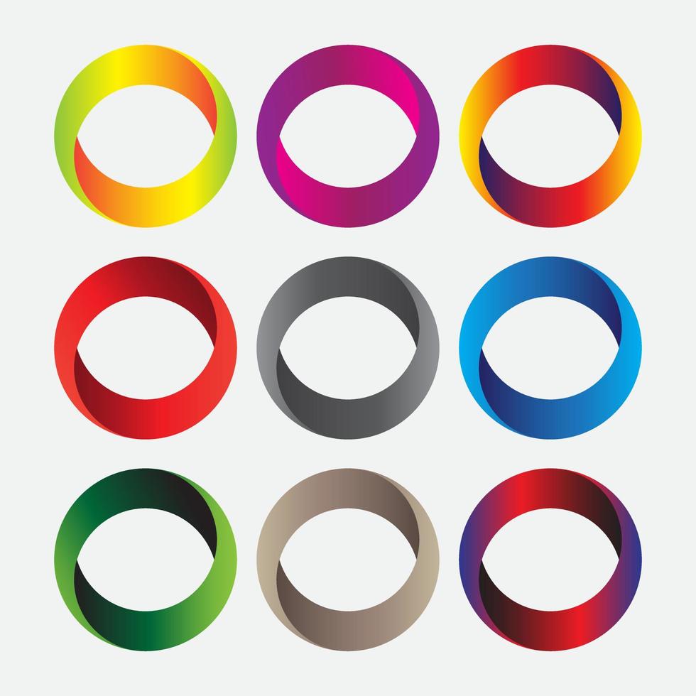 cirkel logotyp ikoner i olika gradienter vektor