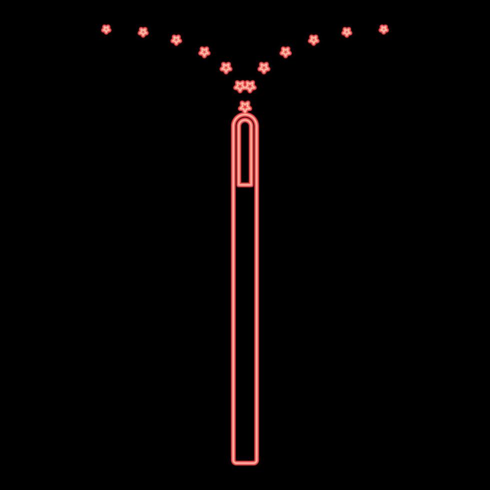 Neon-Zauberstab rote Farbvektorillustration flaches Stilbild vektor