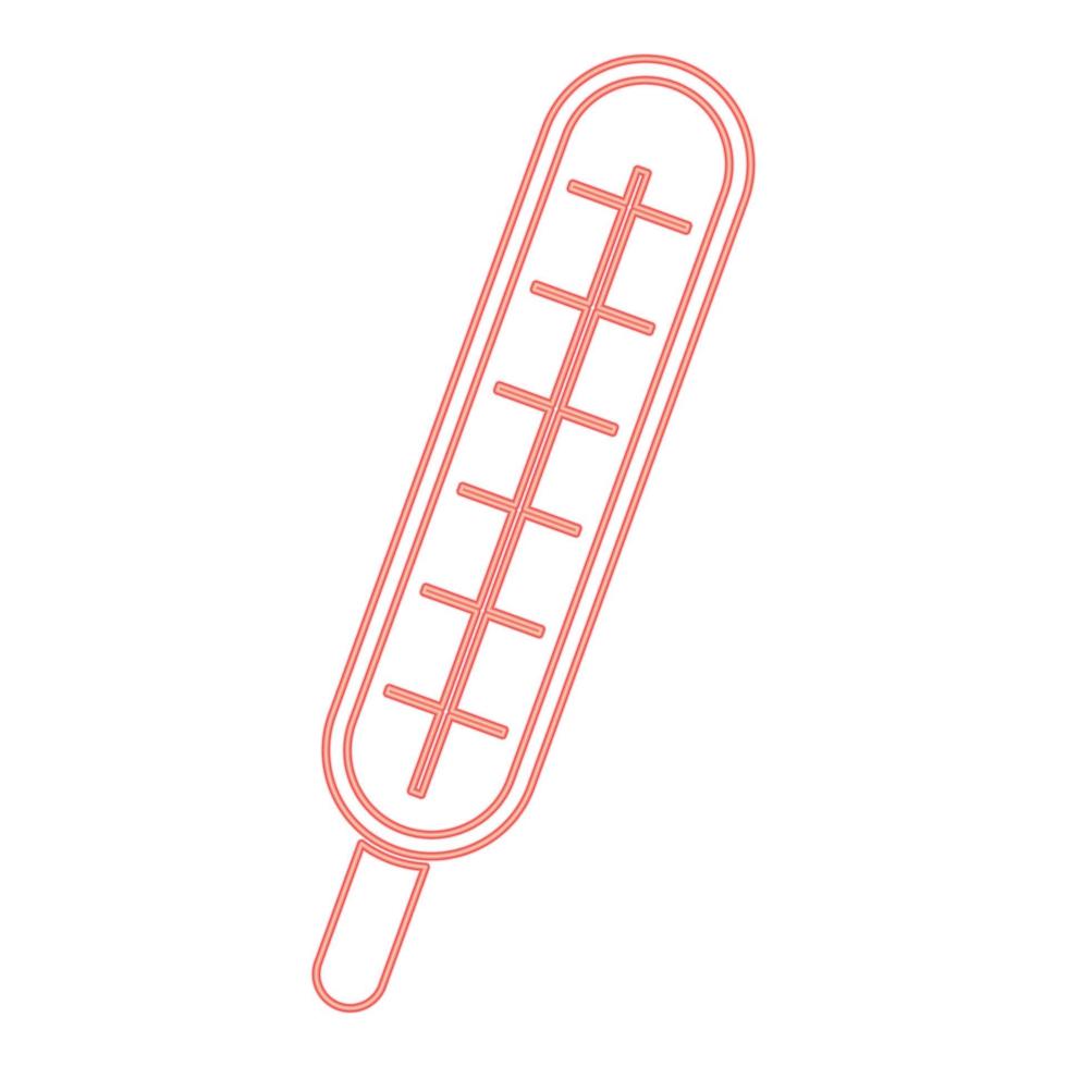 neon medicinsk termometer röd färg vektor illustration platt stil bild