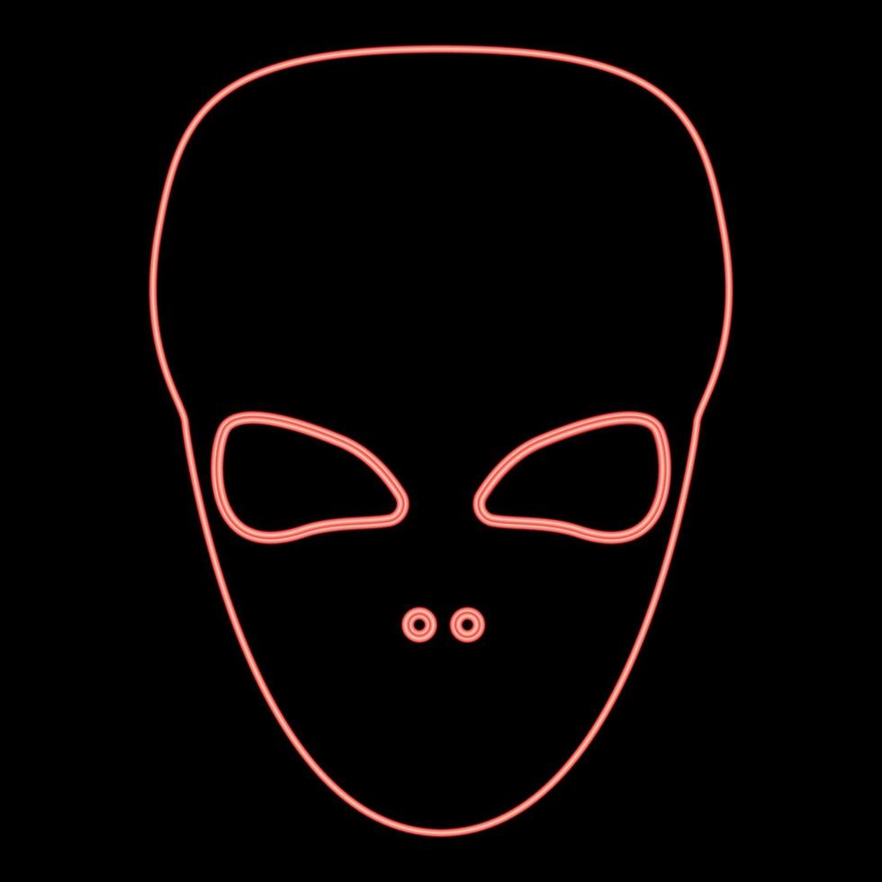 neon außerirdisches außerirdisches gesicht oder kopf rote farbvektorillustration flaches artbild vektor