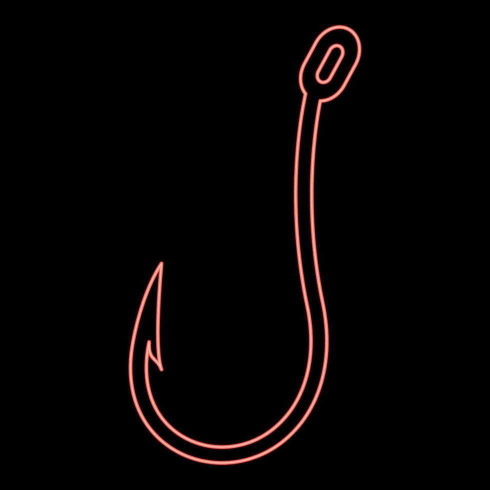 neon fisk krok röd färg vektor illustration platt stil bild