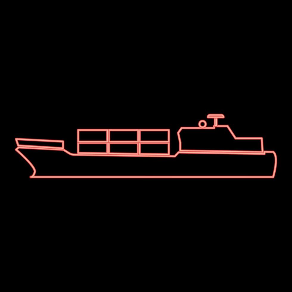 neon handelsfartyg röd färg vektor illustration platt stil bild