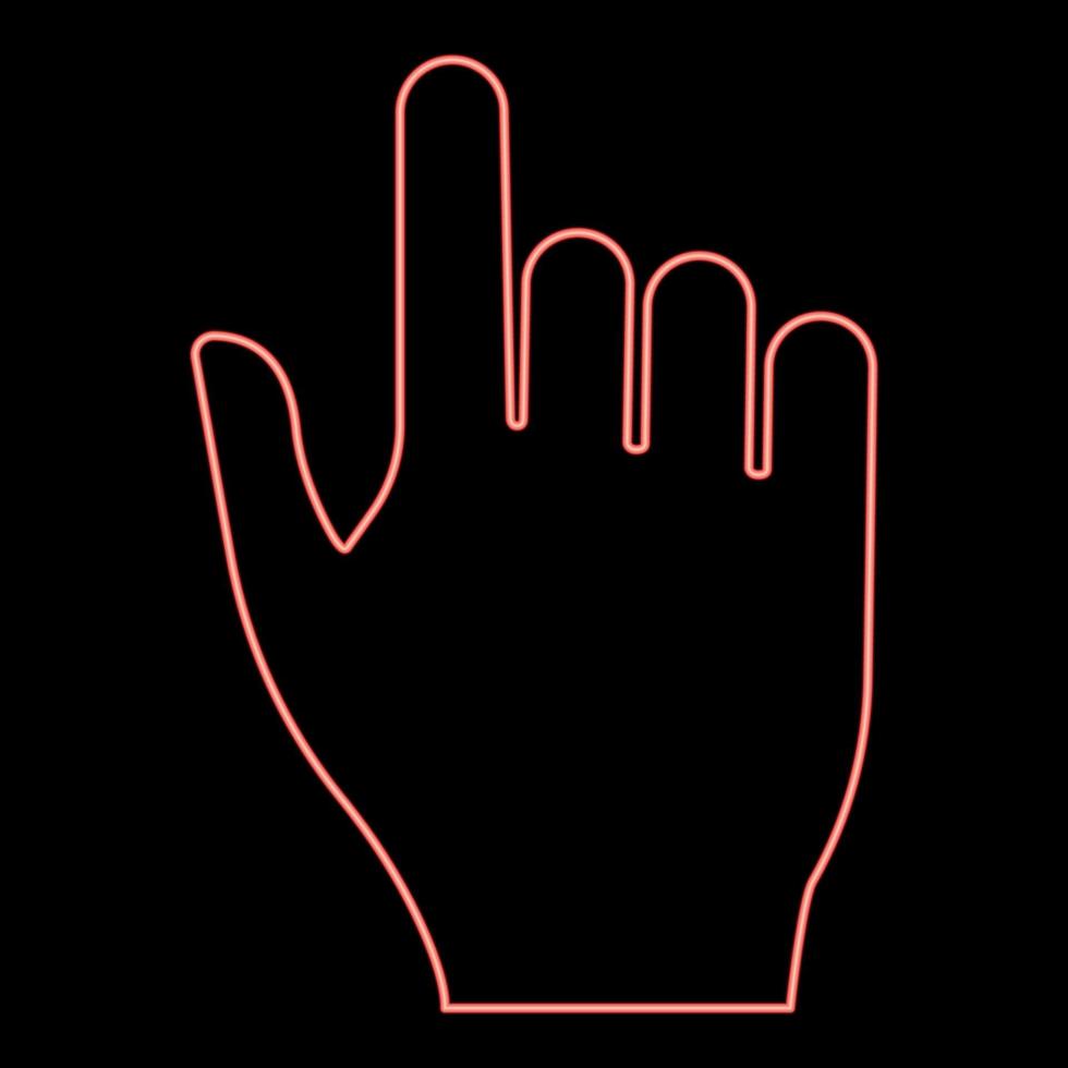 neon pekar hand röd färg vektor illustration platt stil bild