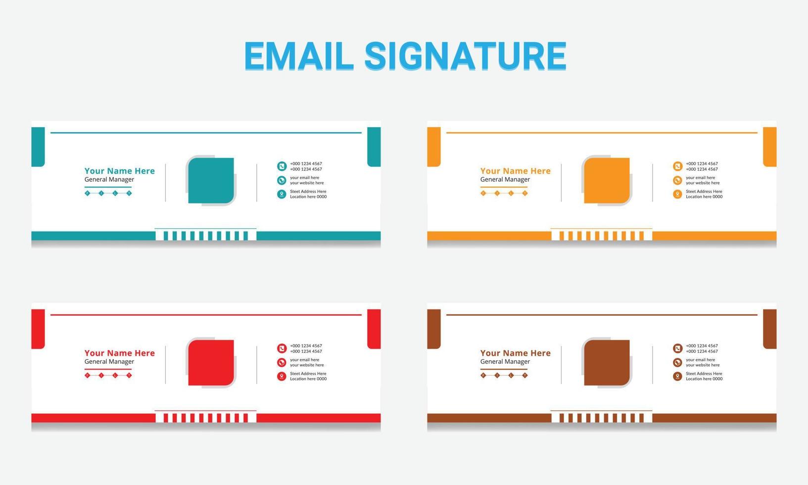 E-Mail-Signaturvorlage oder E-Mail-Fußzeile. Elegante, minimale E-Mail-Signatur für Unternehmen vektor