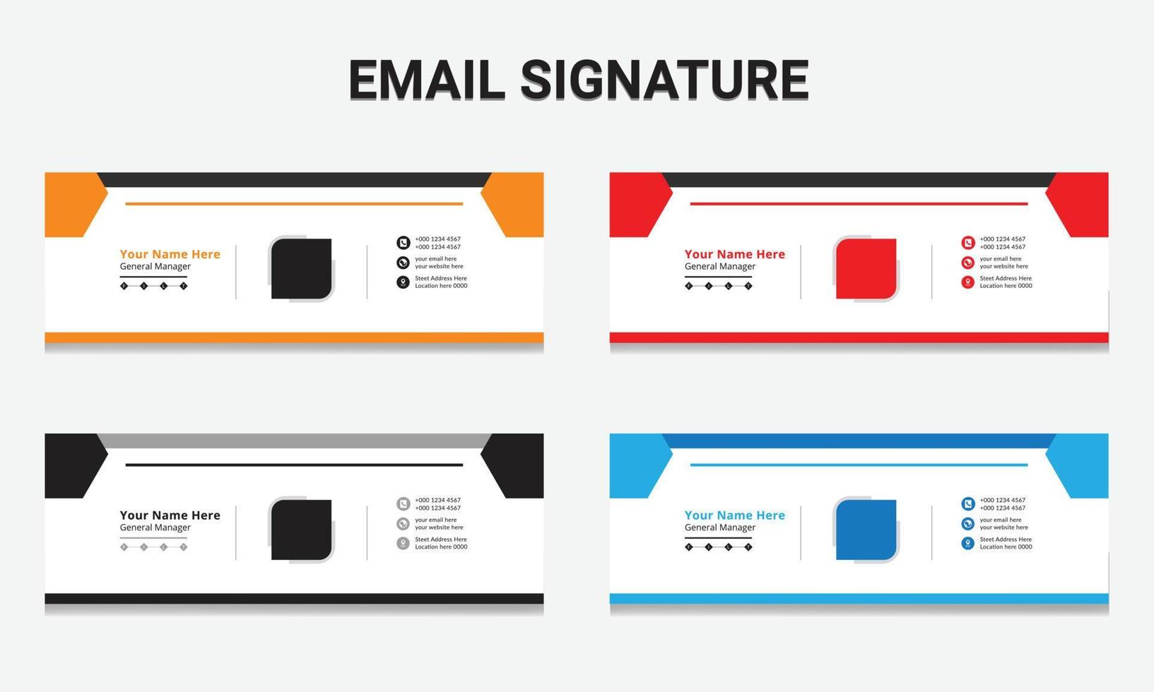 E-Mail-Signaturvorlage oder E-Mail-Fußzeile. Elegante, minimale E-Mail-Signatur für Unternehmen vektor