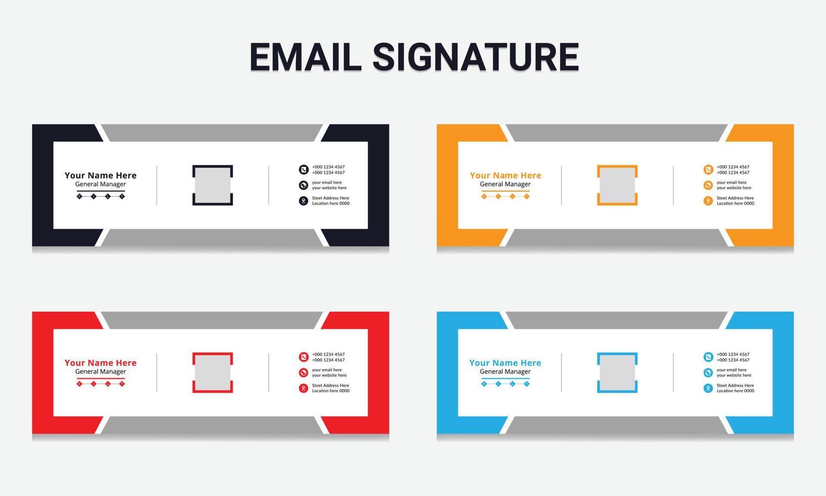 e-signaturmall eller e-sidfot... elegant företags minimal e-signatur platt e-postmall vektor