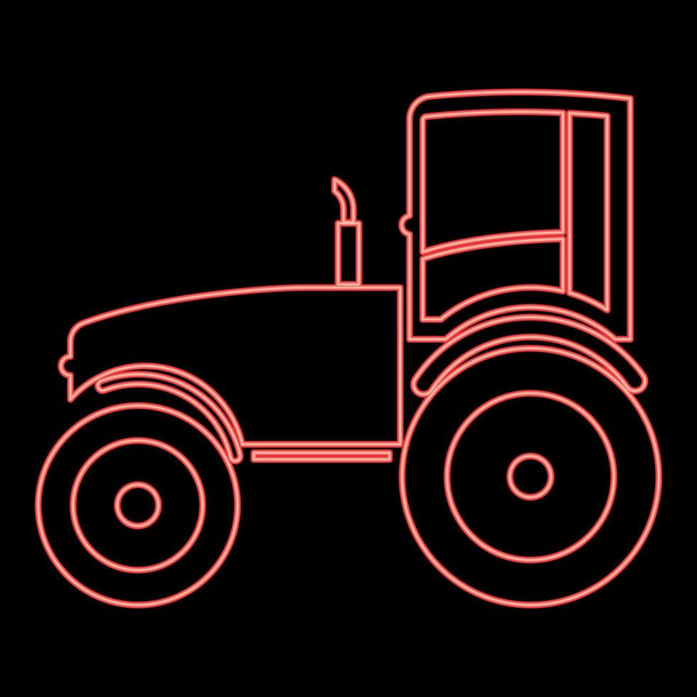 neon traktor röd färg vektor illustration platt stil bild