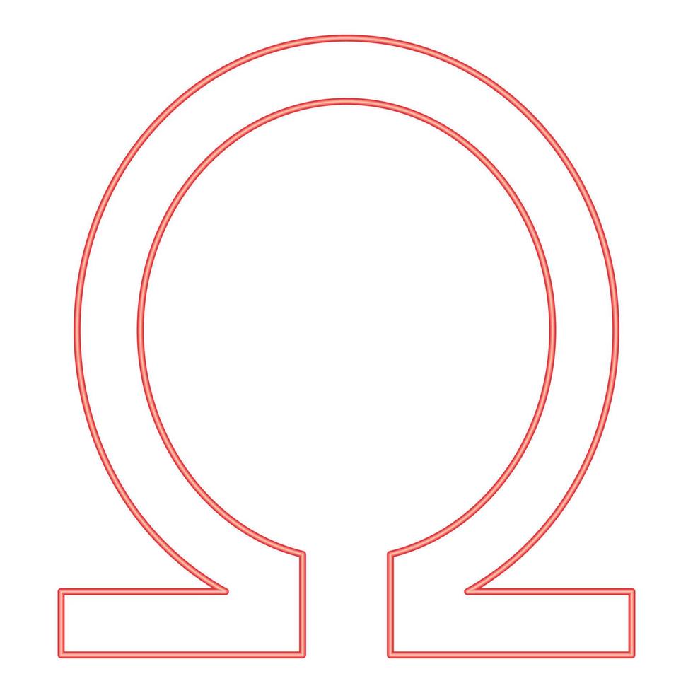 neon symbol omega röd färg vektor illustration bild platt stil