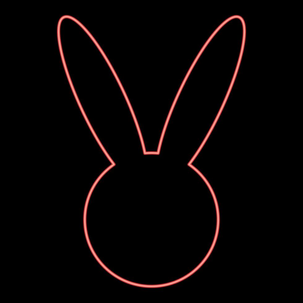 neon hare eller kanin huvud röd färg vektor illustration platt stil bild