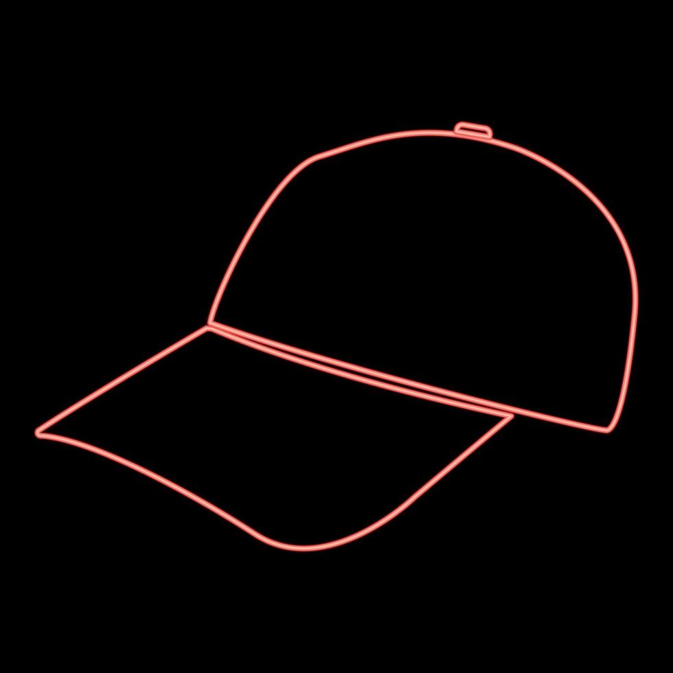 neon basebollkeps röd färg vektor illustration platt stil bild