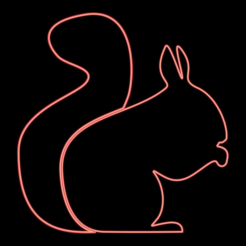 Neon-Eichhörnchen rote Farbvektorillustration flaches Bild vektor