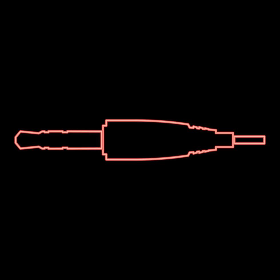 neon studio ljudkabel kontakt eller mini jack ikon svart färg i cirkel röd färg vektor illustration platt stil bild