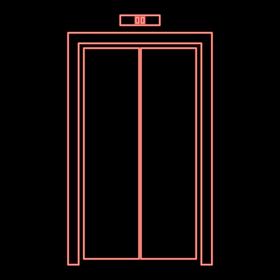 neon hissdörrar röd färg vektor illustration platt stil bild