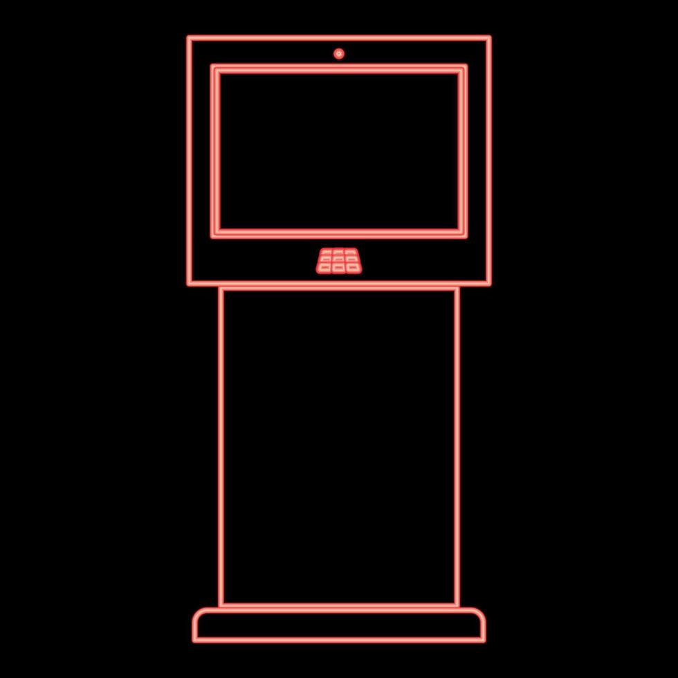 Neonterminalständer mit flachem Stilbild der roten Farbvektorillustration des Touchscreens vektor