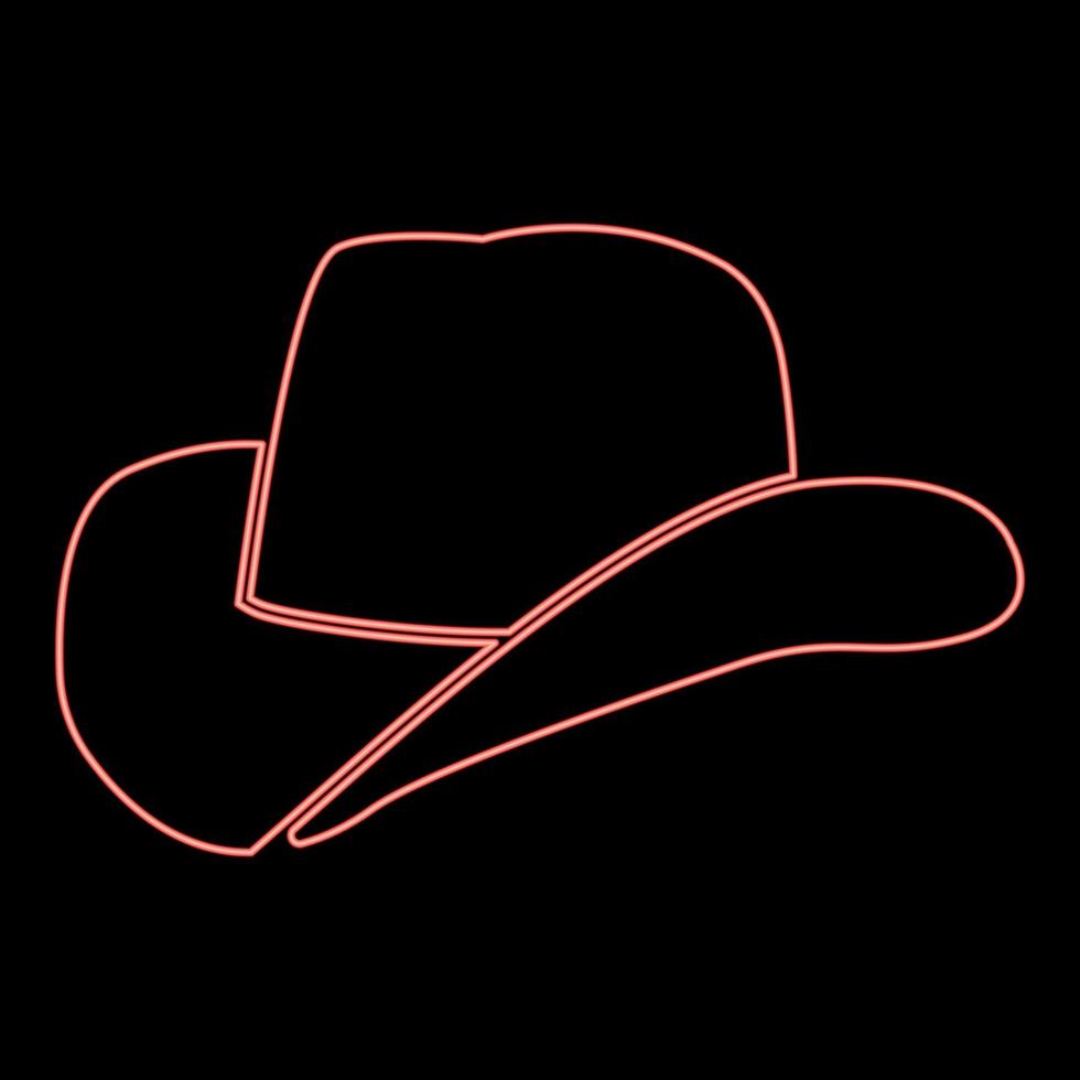 neon cowboyhatt röd färg vektor illustration platt stil bild