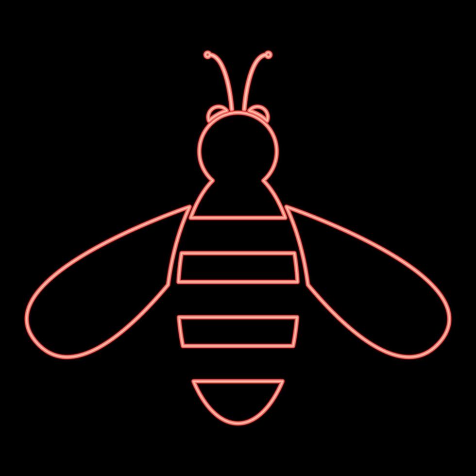 neon bee röd färg vektor illustration platt stil bild