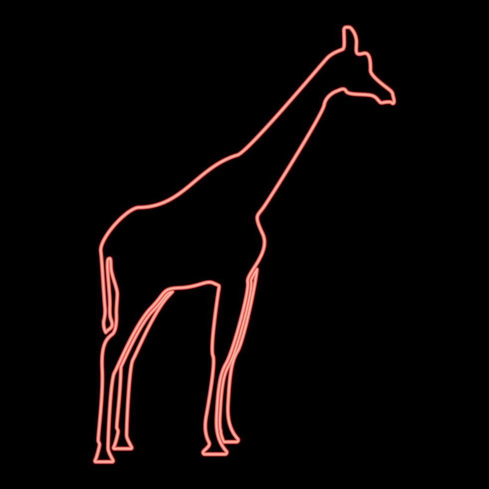 Neon-Giraffe rote Farbvektorillustration flaches Stilbild vektor