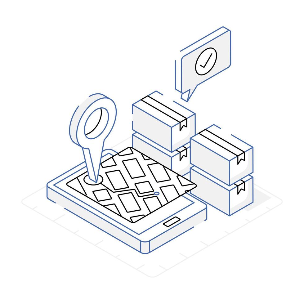ein symbol für den standort des geschäfts und das isometrische design des einkaufs vektor