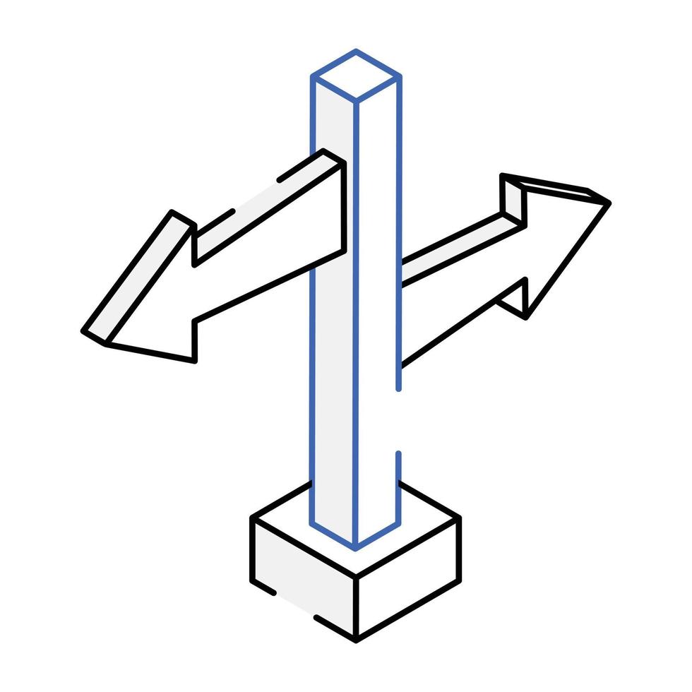 en redigerbar kontur isometrisk ikon av guidepost vektor