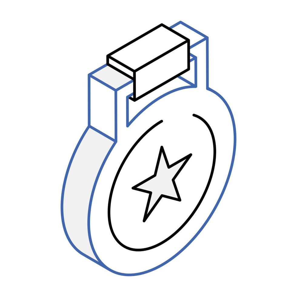 eine fesselnde umriss-isometrische ikone des abzeichens vektor
