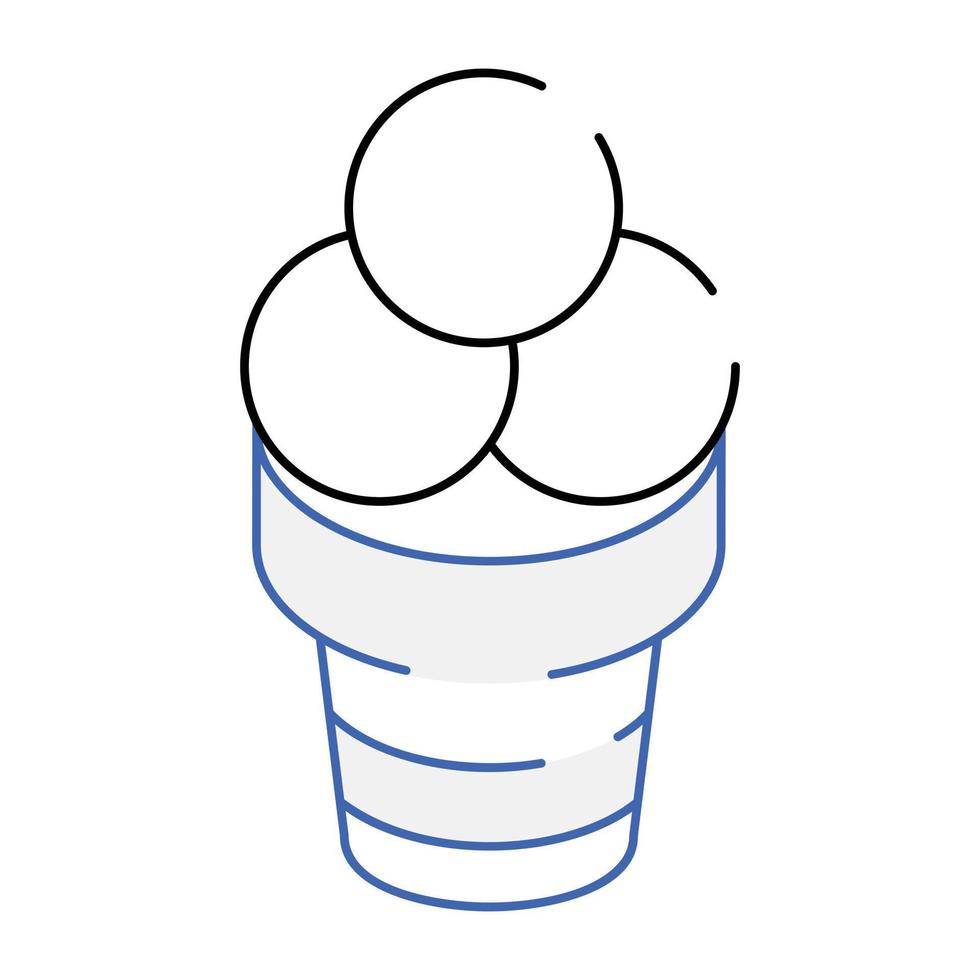 Eiskegel isometrisches Symbol im editierbaren Stil vektor