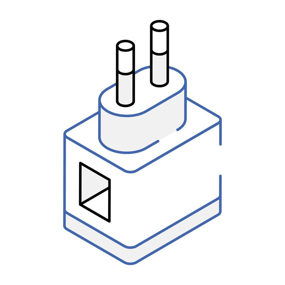 ladda ner isometrisk ikon för laddningsadapter vektor