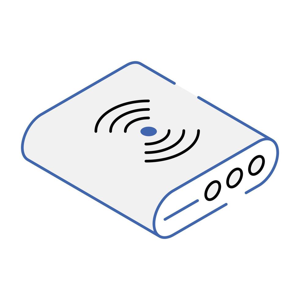 drahtlose verbindung, isometrisches symbol des wifi-modems vektor