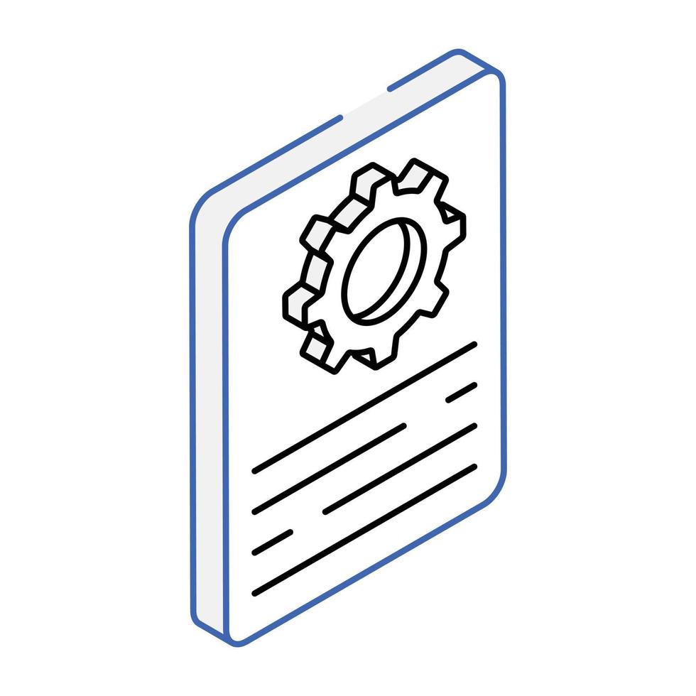 ein Symbol aus Papierzahnrad, Dateieinstellungen vektor