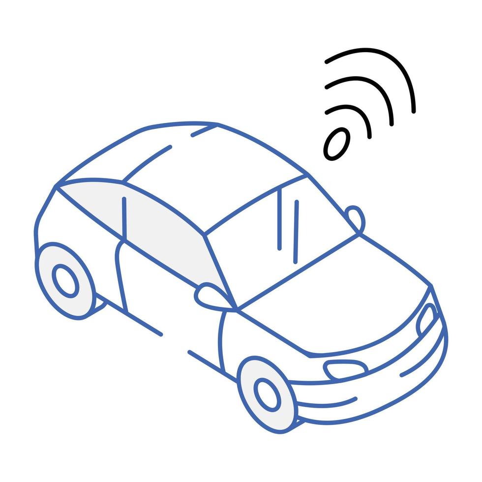 Autonomes intelligentes Auto, Fahrzeug mit WLAN-Signalen vektor