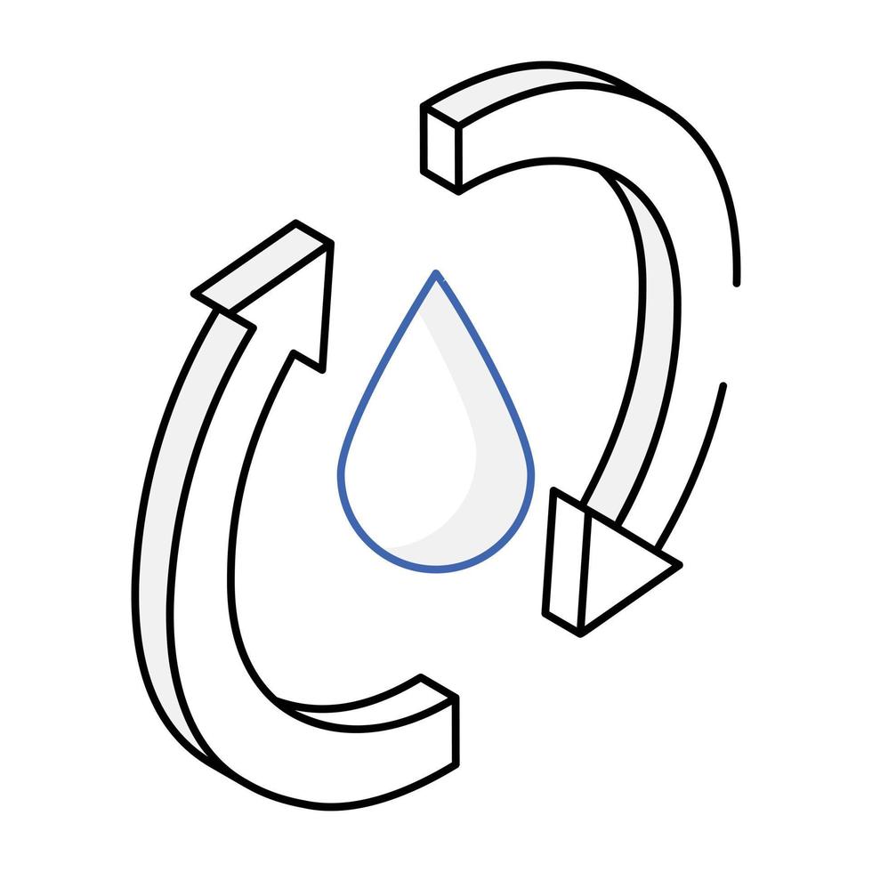 moderne isometrische ikone des wasserrecyclings vektor