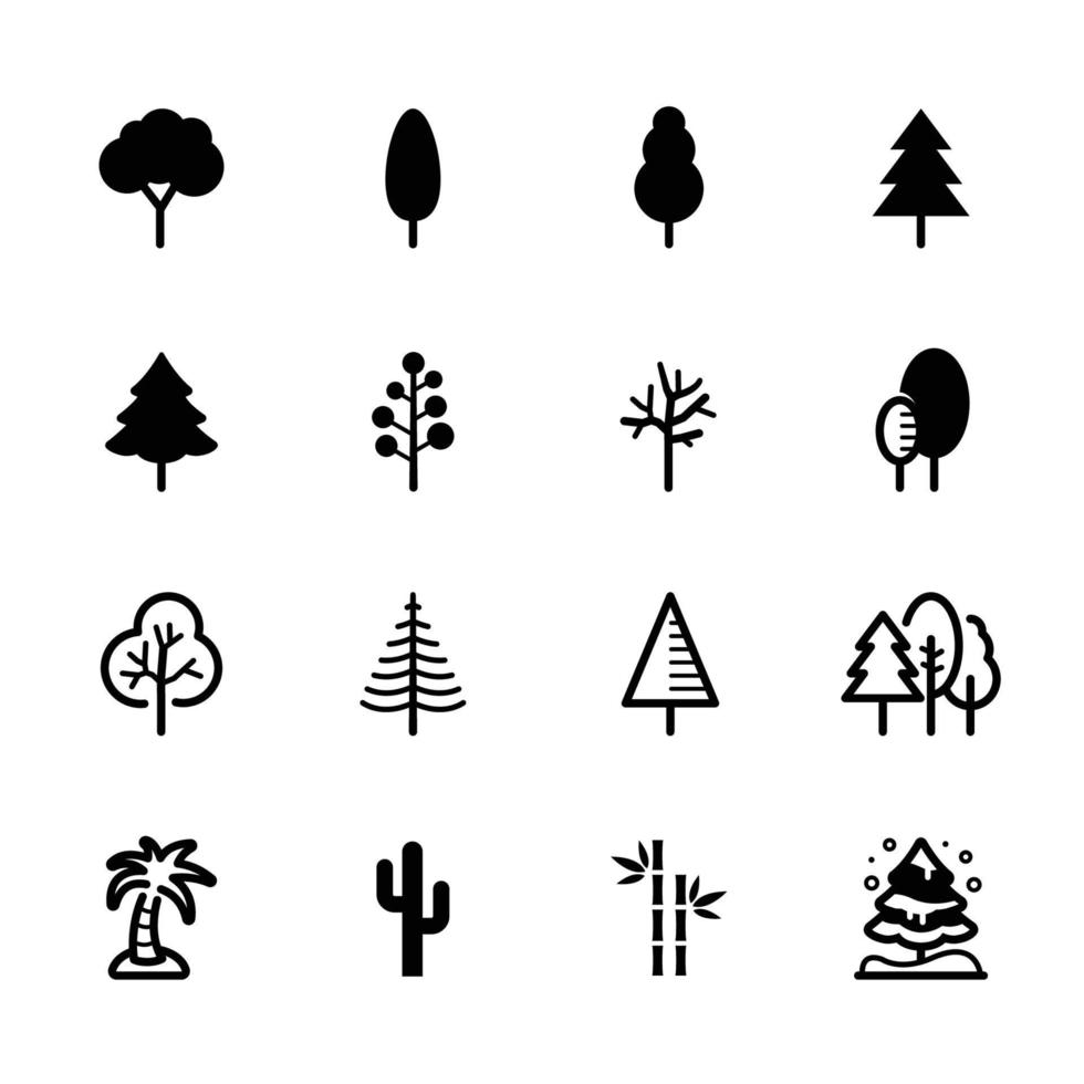 träd ikoner med vit bakgrund vektor