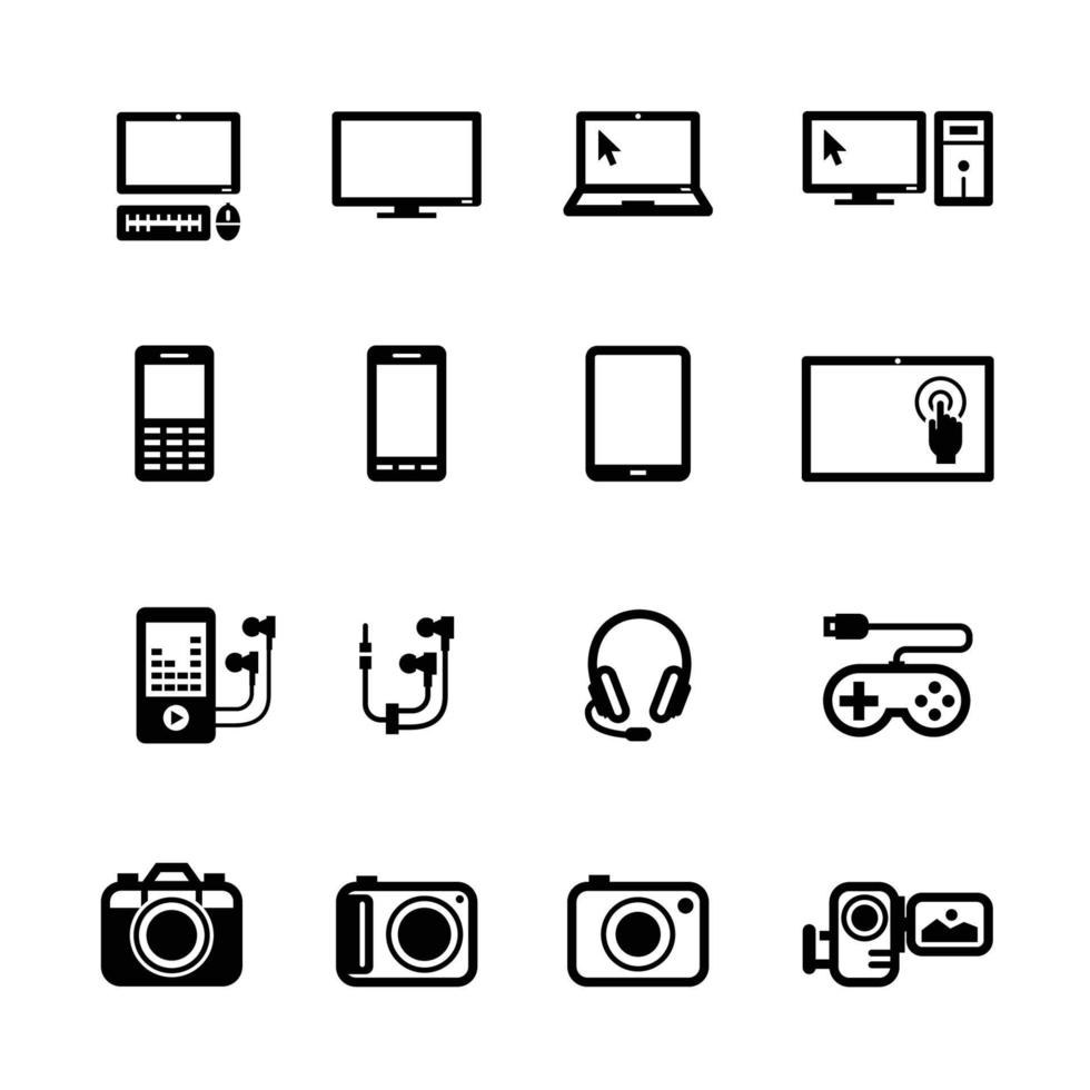 Symbole für elektronische Geräte mit weißem Hintergrund vektor