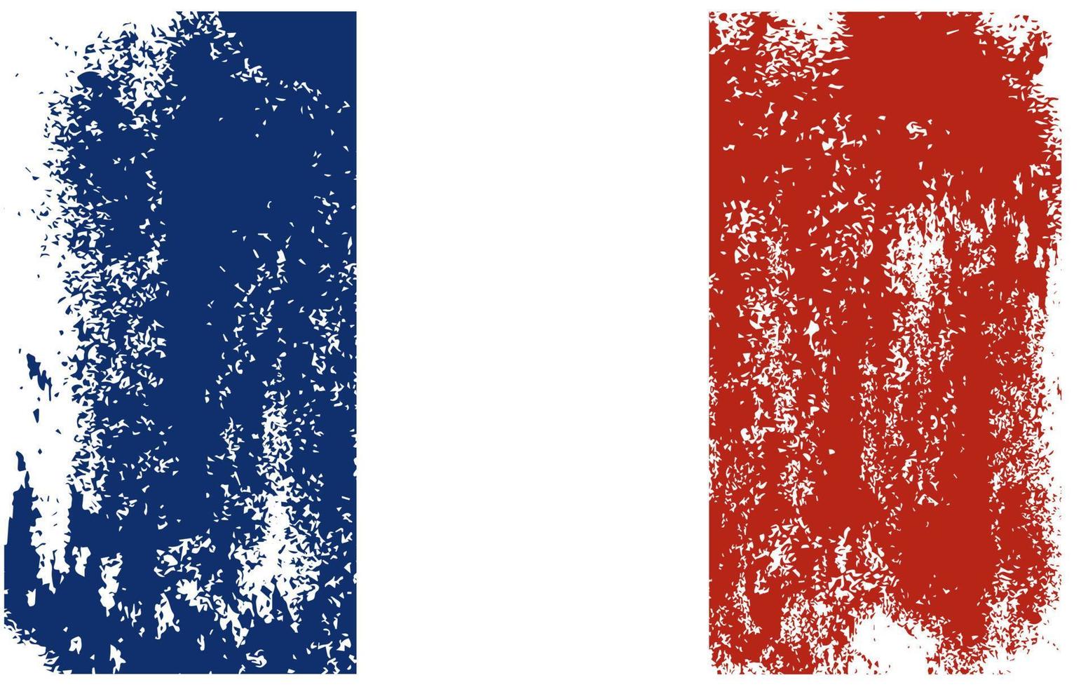 Flagge von Frankreich, Grunge, Kratzer und Flaggenvektorillustration im alten Stil vektor