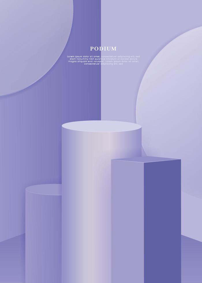 minimaler geometrischer pastellfarbener podiumhintergrund für die darstellung der produktpräsentation 3d-rendering-illustration vektor