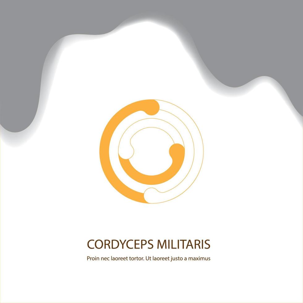 Cordyceps Militaris Logo medizinischer Pilz für gesunde Ernährung, handgezeichnet mit weißer Hintergrundvektorillustration. vektor