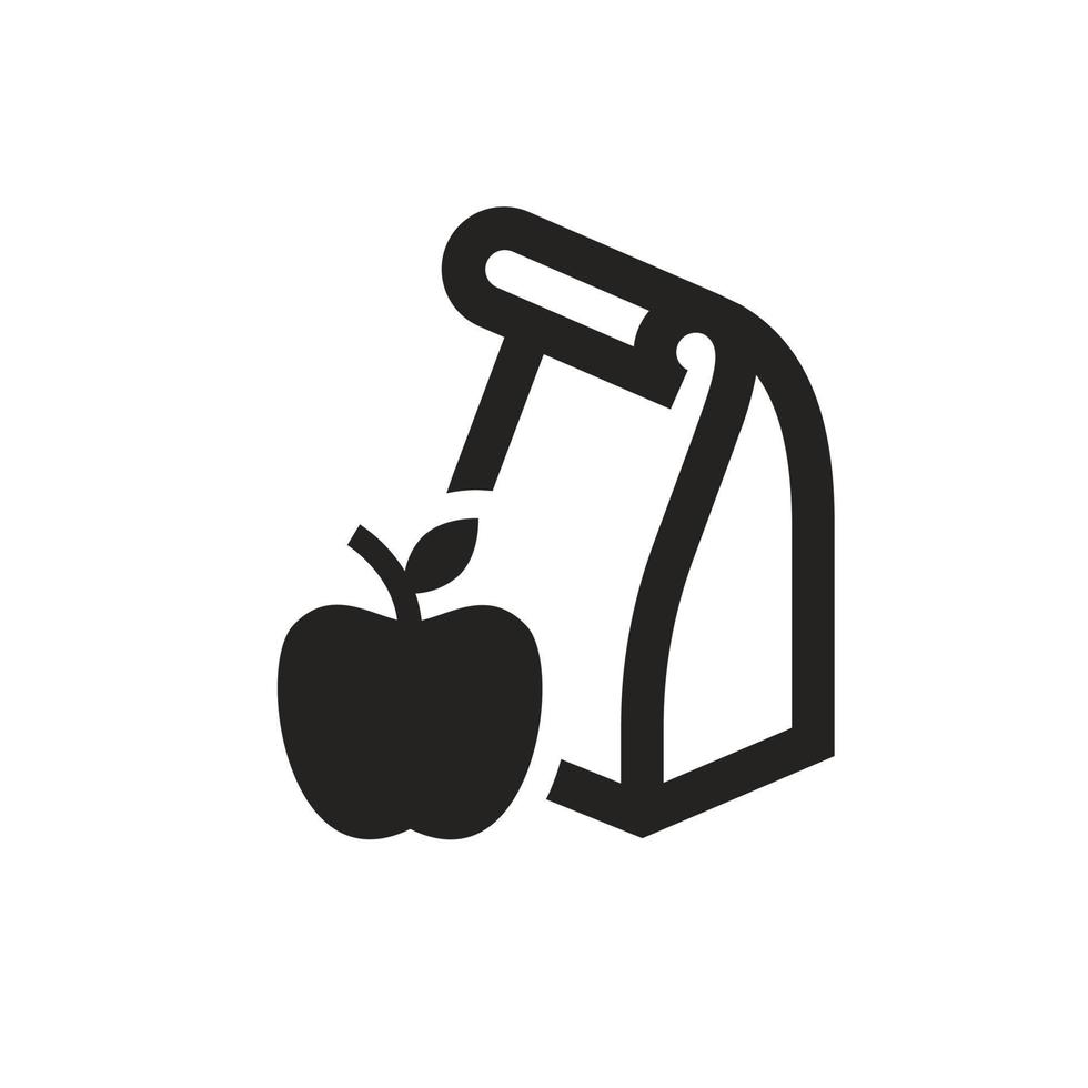 ikon för matbehållare, lunch, äpplen. vektor