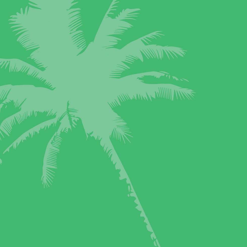 quadratischer grüner Hintergrund mit Palmensilhouette, Post in sozialen Netzwerken, Vektor
