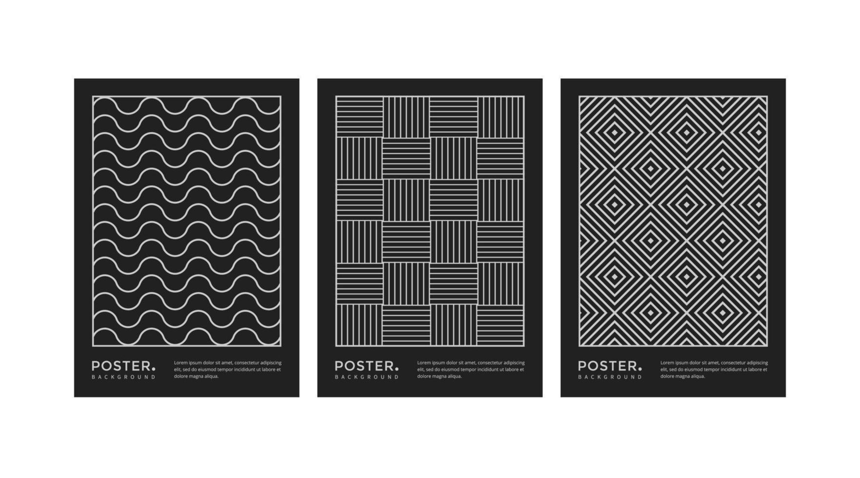 minimales schwarz-weißes geometrisches liniencover, flyer- und posterdesign-set vektor