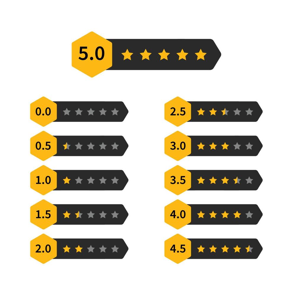 stjärnklassificering symbol set samling vektor