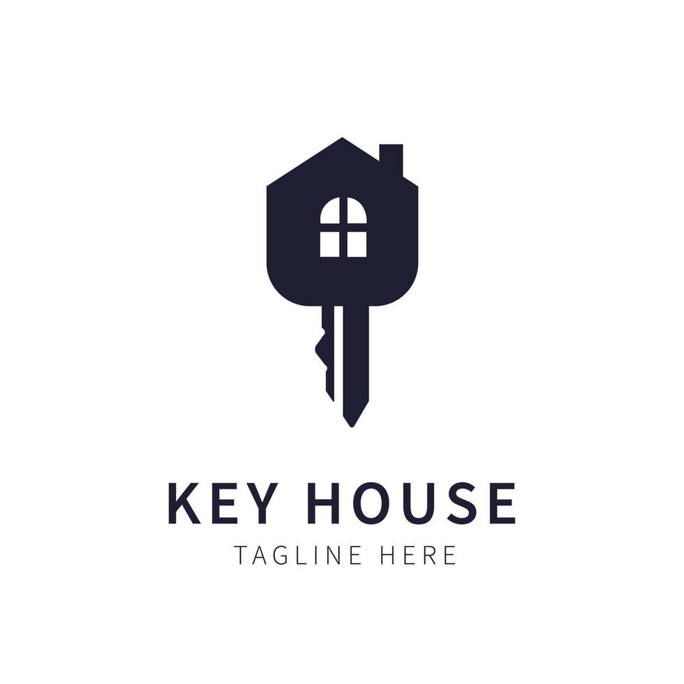 nyckelhusets logotyp. kombination illustration hus och dörrlås vektor