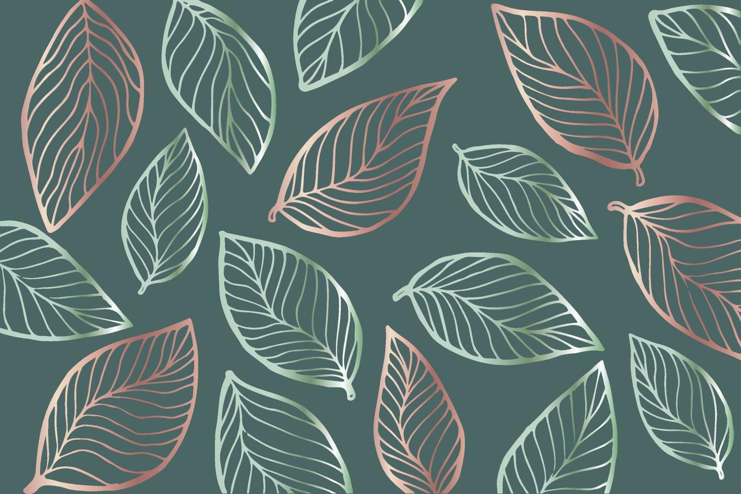 metallisk rosa och gröna blad bakgrund, vektorillustration. vektor