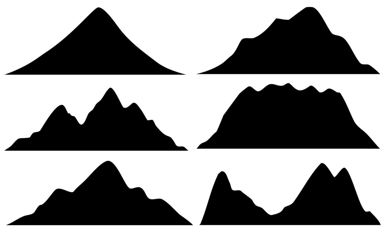 Bergsilhouette, Berg schwarz isoliert auf weißem Hintergrund vektor