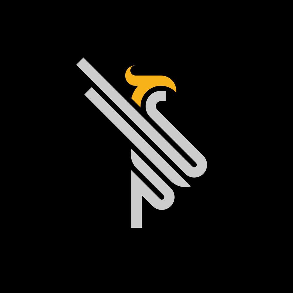 logotyp modern och enkel phoenix fågelfluga med svart bakgrund vektor