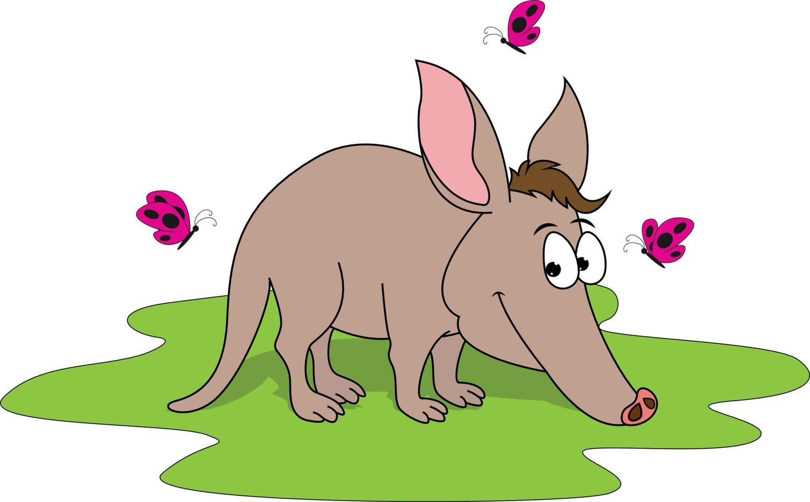 niedliche Aardvark-Tier-Cartoon-Grafik vektor