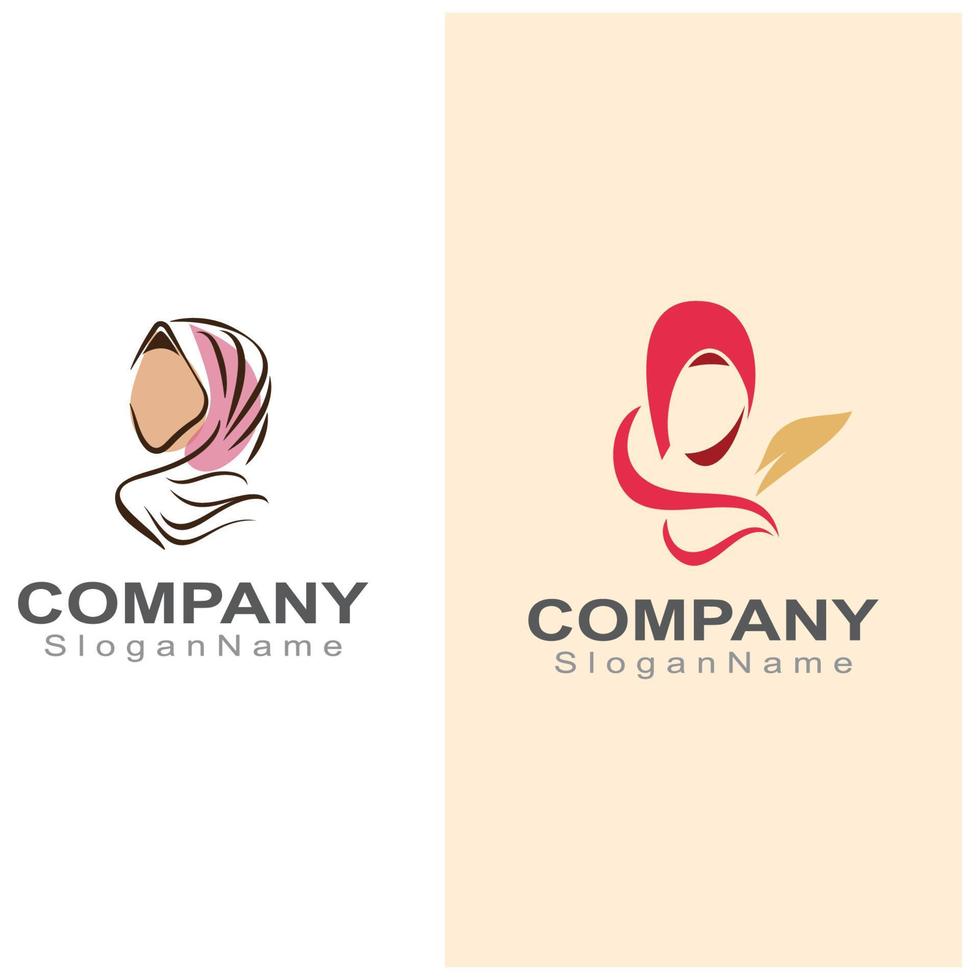 muslimische Hijab Frau Logo Vorlage Vektor Illustration Design