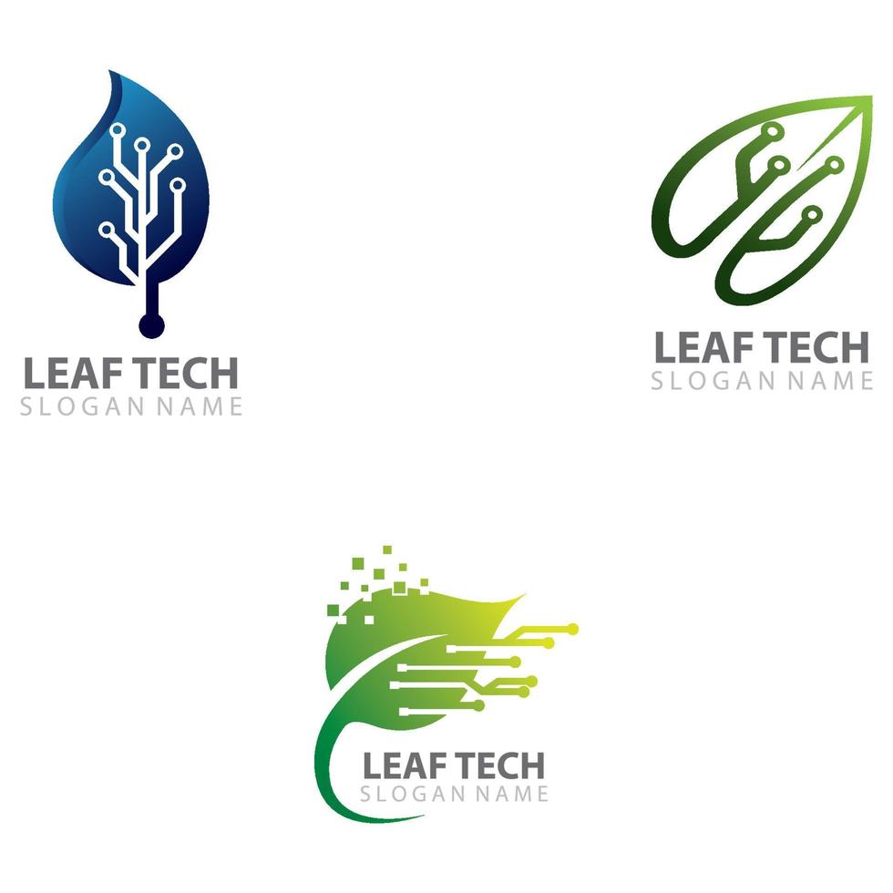 Blatt mit Technologie-Konzept-Logo-Design-Vektor-Template-Design vektor