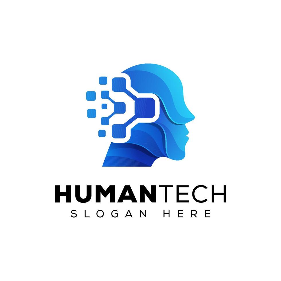 Human Technology oder Human Digital, Robot Tech Logo Design vektor