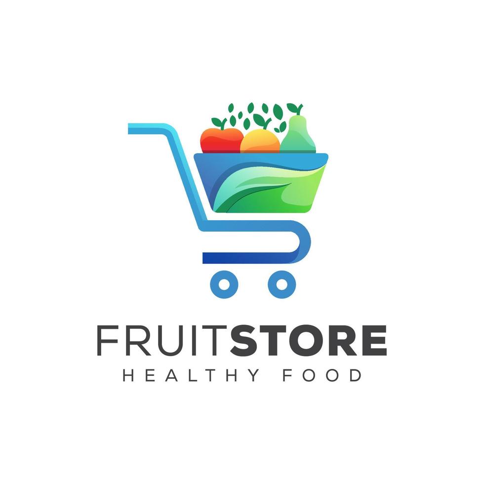fruktbutikslogotyp, färsk hälsosam mat, fruktbutikslogotypdesign vektor